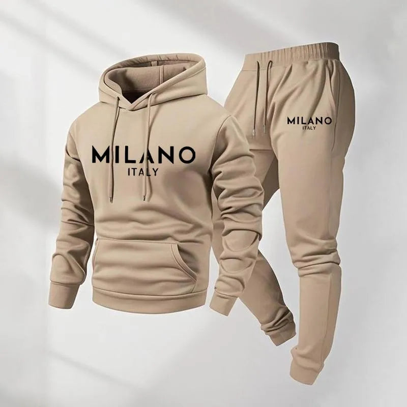 Herren-Hoodie mit Milano-Print und Jogginghose mit Kordelzug