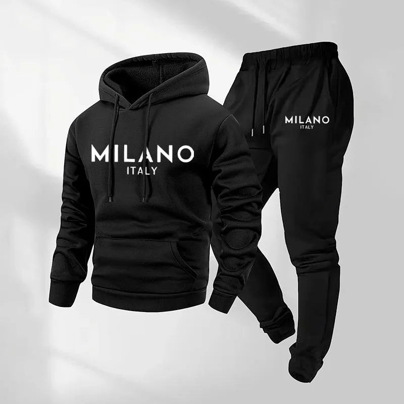 Herren-Hoodie mit Milano-Print und Jogginghose mit Kordelzug
