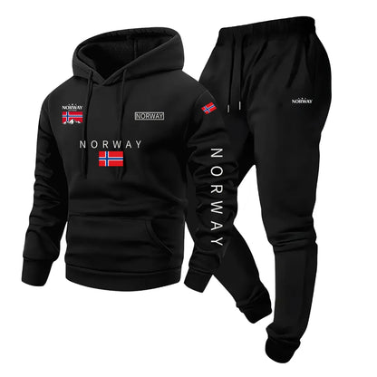 Norwegen Trainingsanzug für Herren mit Kapuzenpullover und Jogginghose