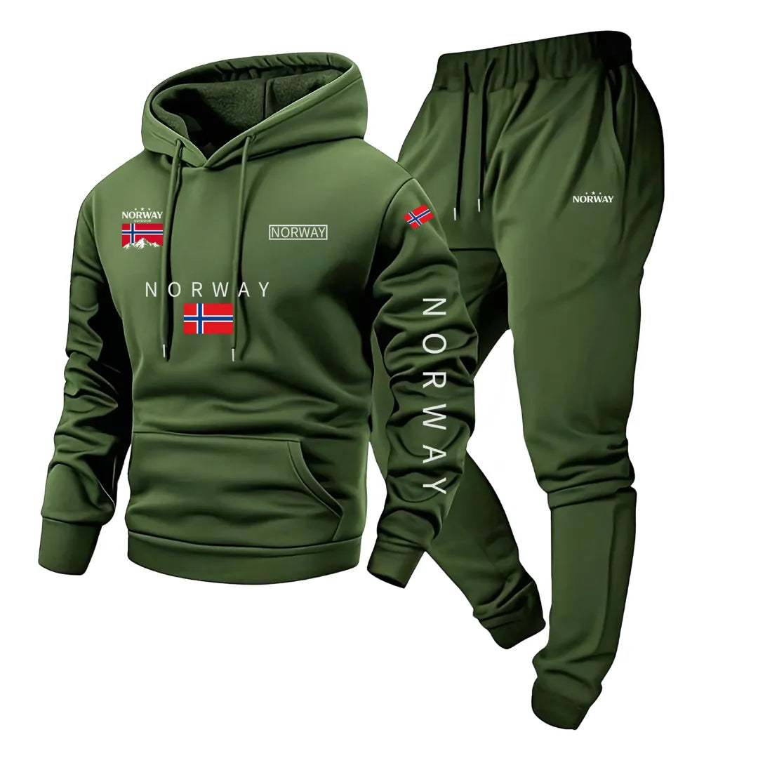 Norwegen Trainingsanzug für Herren mit Kapuzenpullover und Jogginghose