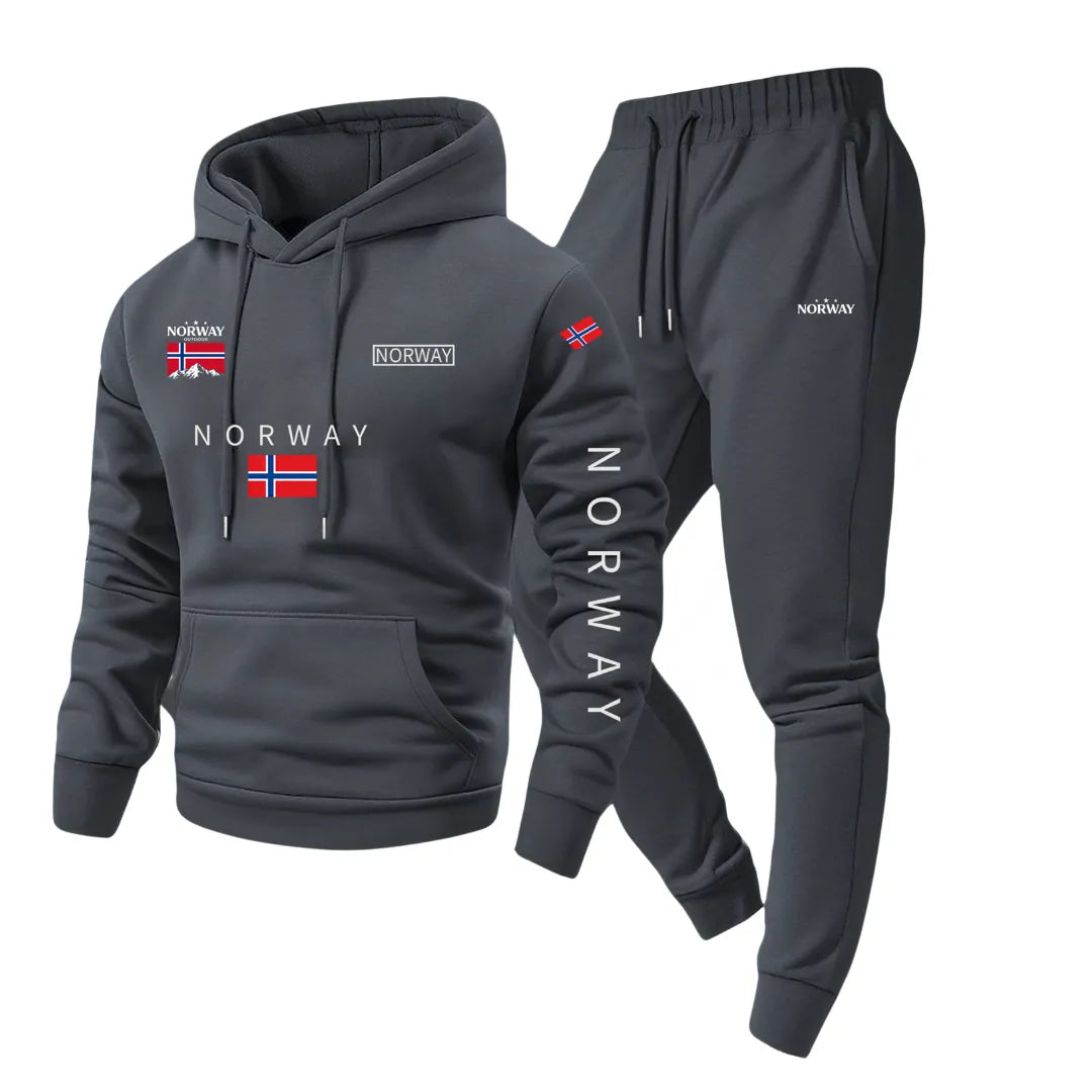 Norwegen Trainingsanzug für Herren mit Kapuzenpullover und Jogginghose