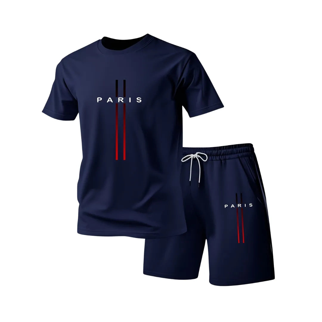 Herren Paris Sommer-Set mit T-Shirt und Shorts
