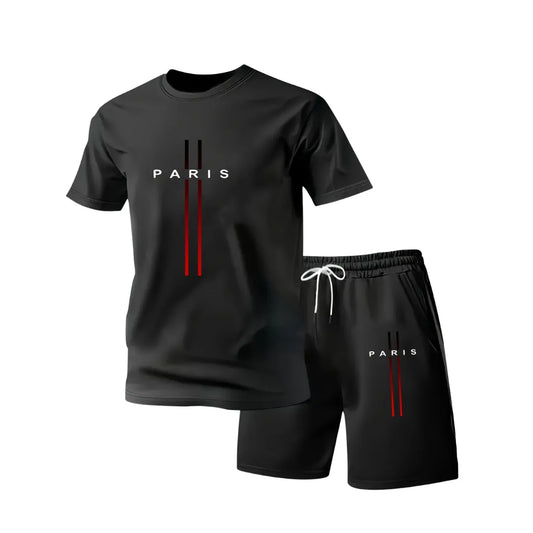 Herren Paris Sommer-Set mit T-Shirt und Shorts