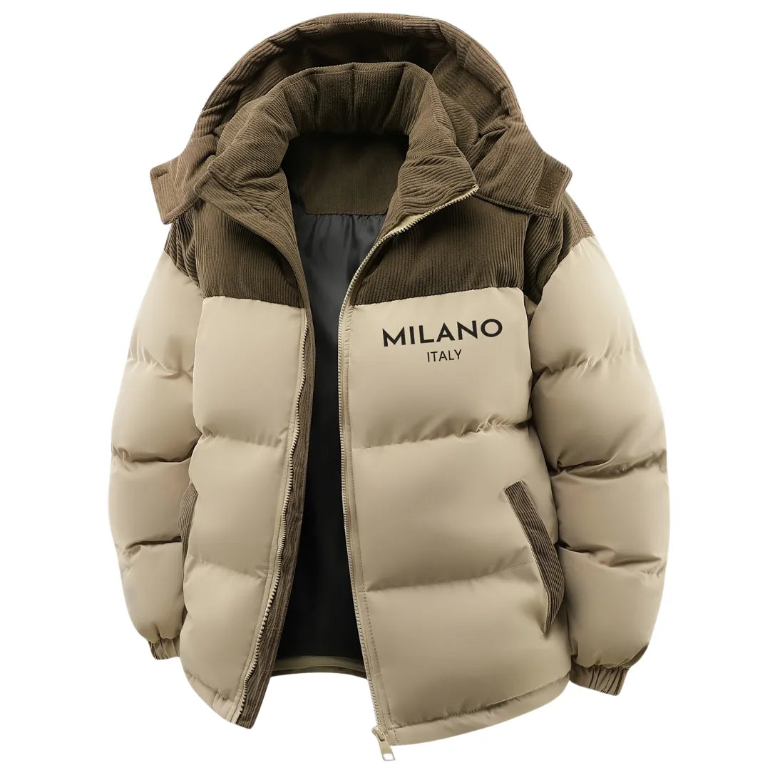 Gefütterte Winterjacke für Herren mit abnehmbarer Kapuze
