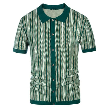Poloshirt für Herren mit Chevron-Muster und Knopfleiste