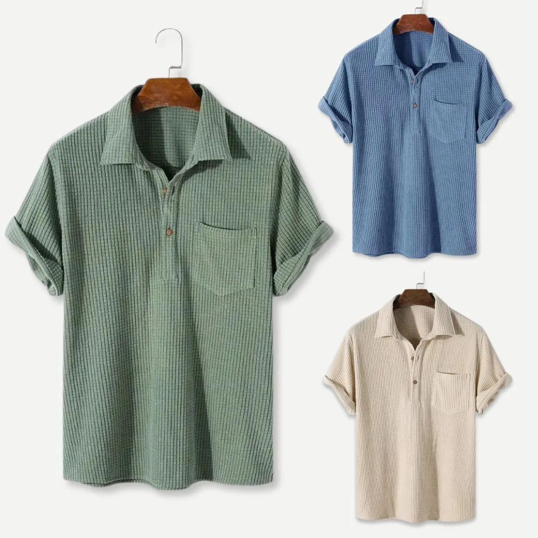 Strukturiertes Poloshirt für Herren in lockerer Passform